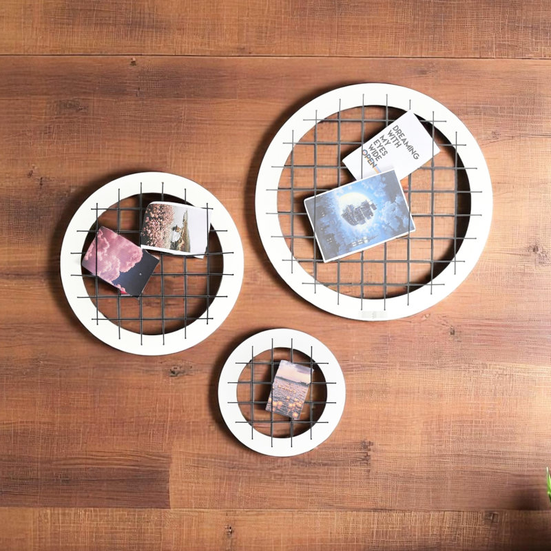 Black Wood Framed Oval Memory Board Wall Art, 3 Pieces, Ideal For Hallway Display Circle Boards Decor, Piece , Playful Design Showcase