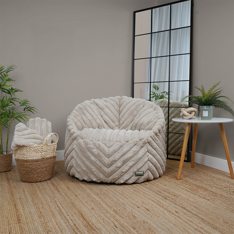 Polyester Refillable Bean Bag Chair, Cream