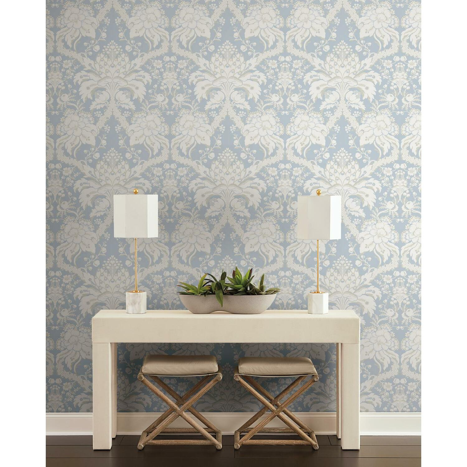 Damask Wallpaper, Blue