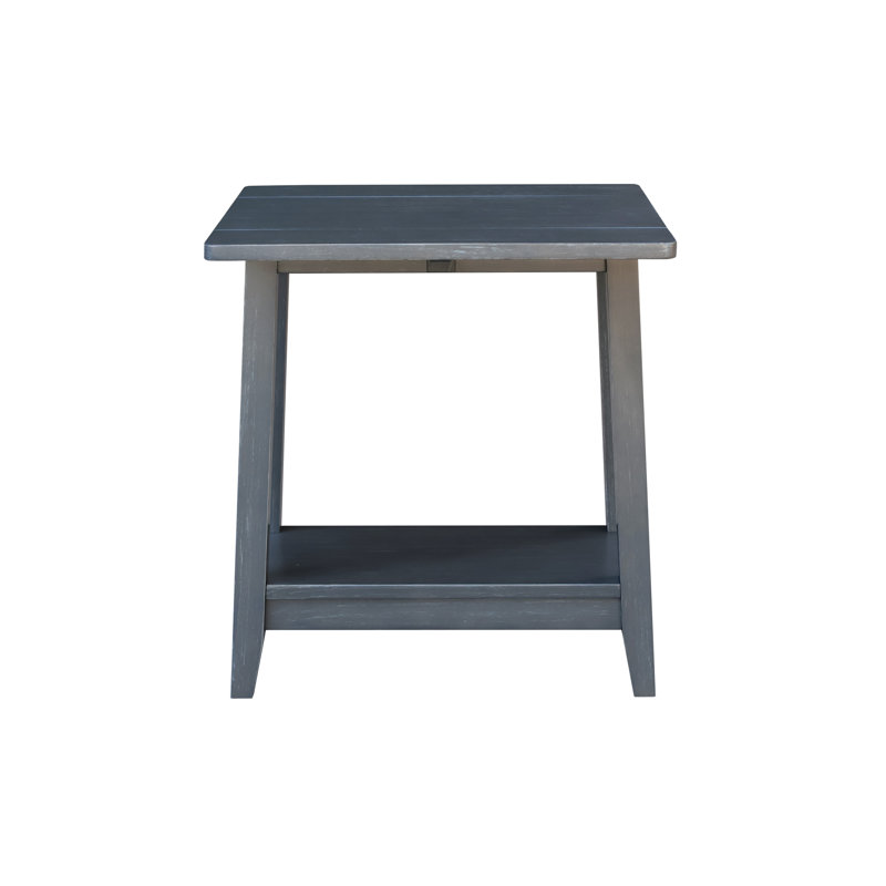 Keiandre Solid Wood End Table, Antique Washed Heather Gray