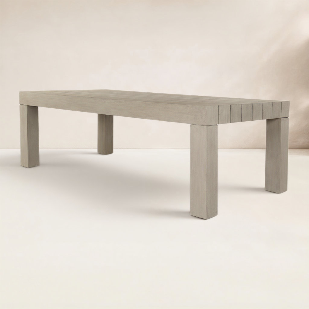 Shea 87'' Teak Outdoor Dining Table, Weathered Gray