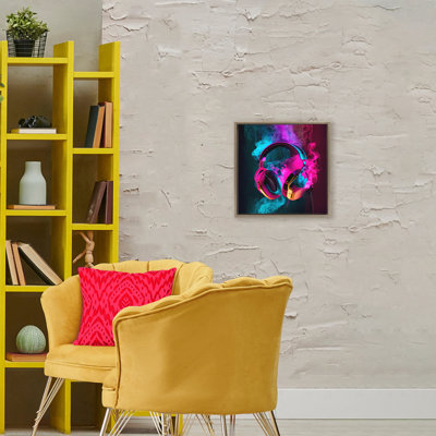 Power Play Pink Headphones Floating Frame, design by Sasha