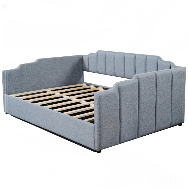 Upholstered Daybed With Underneath Storage, Gray, Full / Double