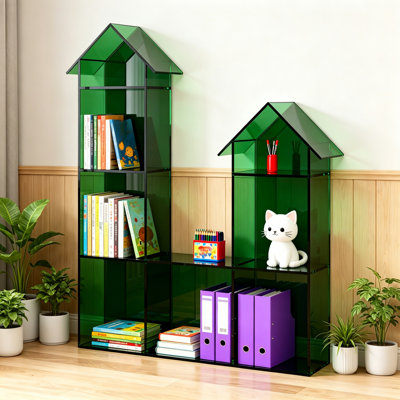 Modern Green Acrylic House Bookcase