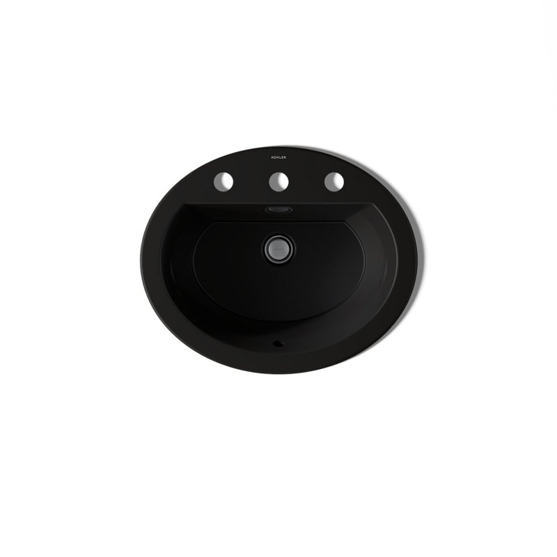 Bryant Ceramic Oval Drop-In Bathroom Sink with Overflow, Black Black, 8" Centers