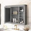 Armoire murale moderne avec miroir - 35 po x 27,5 po, rangement polyvalent, intimité dissimulée, miroir facile à assembler, poignée rétro, espace généreux-97417713