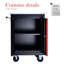 Chariot à outils multifonction à double porte avec comptoir en acier inoxydable, noir et rouge, idéal pour l'organisation de garage et d'atelier