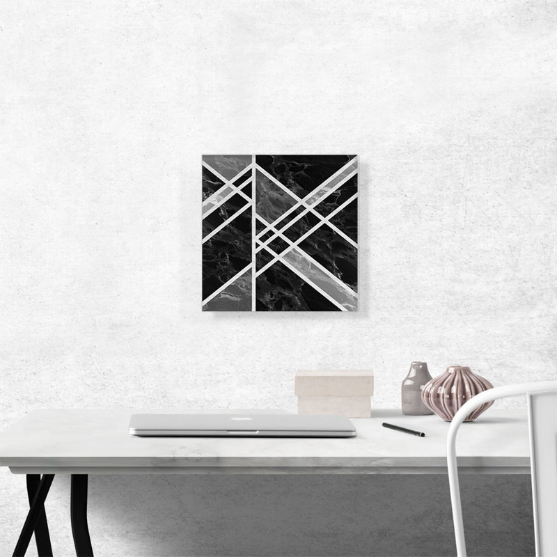 «White Lines on Black Grey», impression sur toile tendue, H 12 po x l 12 po x P 1,5 po