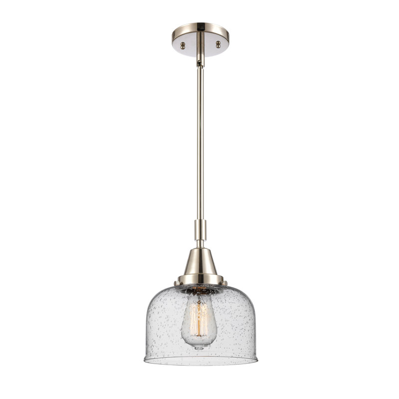 Luminaire suspendu en forme de cloche à 1 lumière Adhafera, Ampoule non incluse, H 44,12 po x l 8 po x P 8 po, Nickel poli