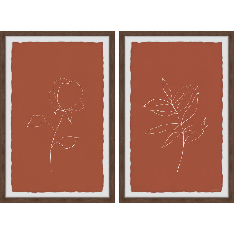 Roses And Leaves by Marmont Hill - 2 Piece Single Picture Frame Painting Set, 45" H x 38" W