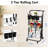 3 Tier Rolling Cart With Metal Handle, Hanging Cups, Hooks, Plastic Storage Baskets   Wheels Lockable Clear