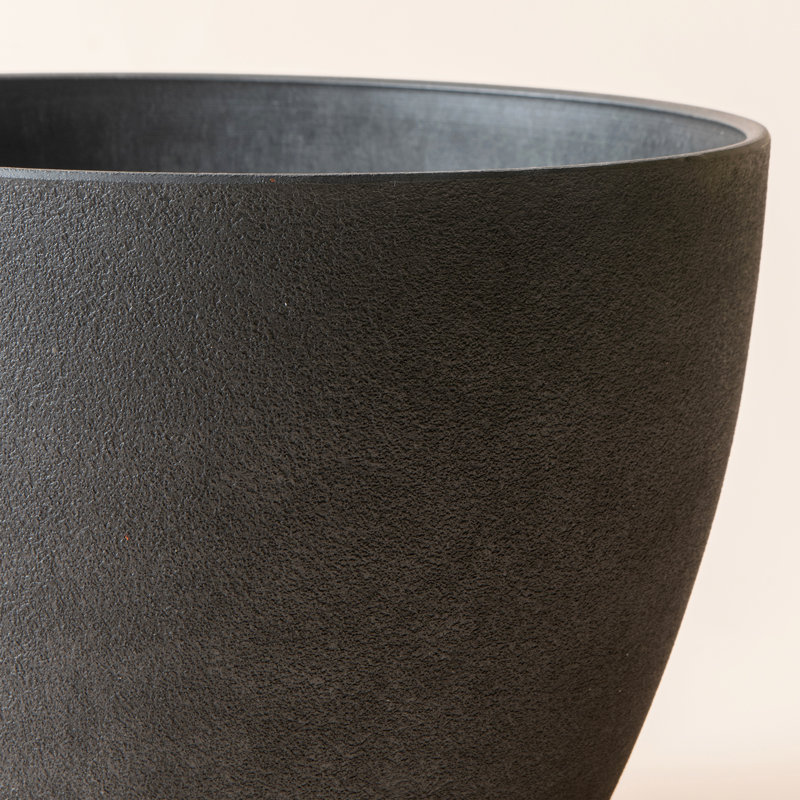 Eldwun 2 Piece Resin Pot Planter, Indoor/Outdoor Garden Flower Pots, Black, 8.7" H x 11.3" W x 11.3" D