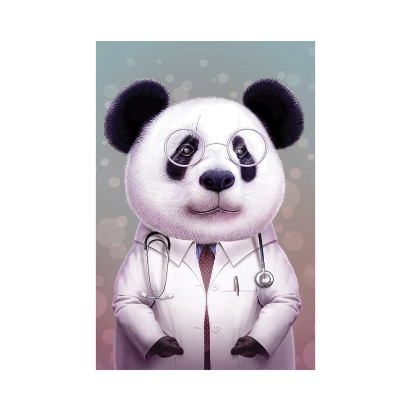 Doctor Panda by Adam Lawless - Wrapped Canvas Gallery-Wrapped Canvas Giclée, 20.32 cm H x 30.48 cm W