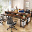 Bureau double 78,74 po avec tablettes de rangement