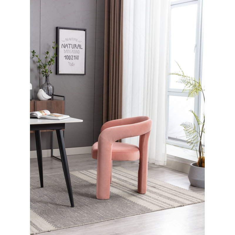 Ensemble de 2 chaises de salle à manger / d'appoint contemporaines en velours, Velours rose