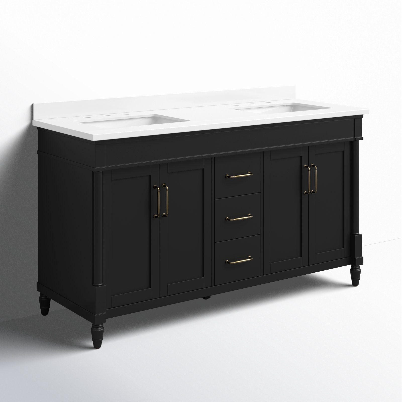 Burdick 60" Double Bathroom Vanity, Impress Black