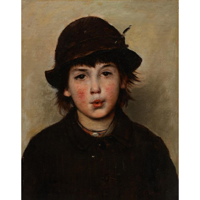 "Whistling Boy" par Frank Duveneck - Art mural sur toile tendue avec châssis, H 24 po x l 17 po