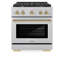 ZLINE Autograph 30" Paramount Dual Fuel DuraSnow® Range w/ White & Bronze Accents (SDRSZ-WM-30-CB)-1147389389-1147389390