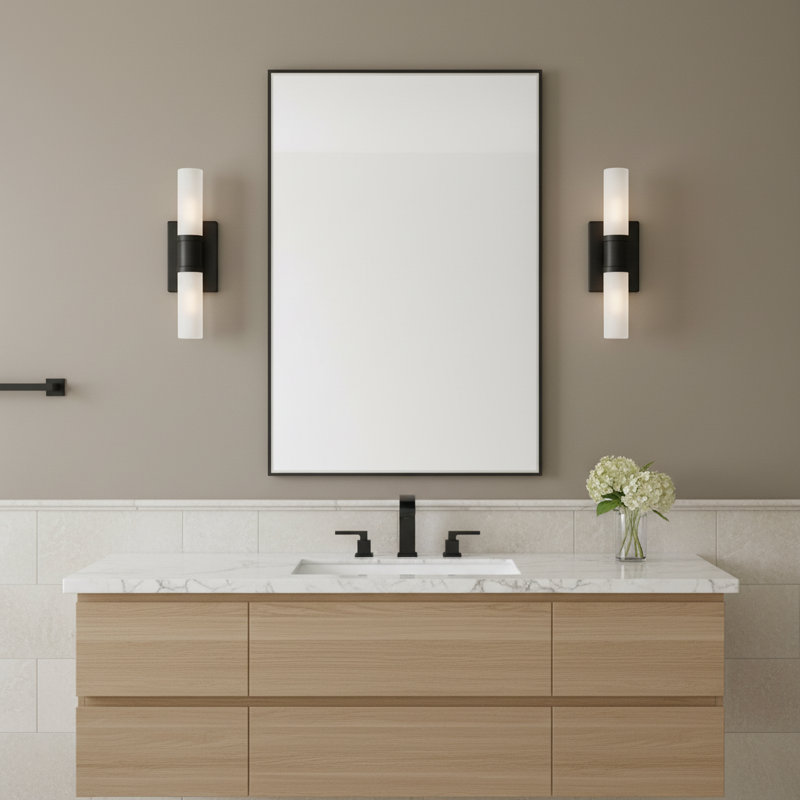 Medium Two Light Wall / Bath, Midnight Black, 40 W, 16" H x 5" W x 3.63" D