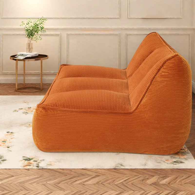 Canapés compressibles en velours côtelé orange, 135 x 99 x 66 cm, modernes et portatifs pour la maison, Orange