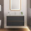 Meuble-lavabo flottant 36 po, meuble-lavabo moderne avec 2 tiroirs et poignées en métal, meuble-lavabo gris (gris avec lavabo, 36)-169527085