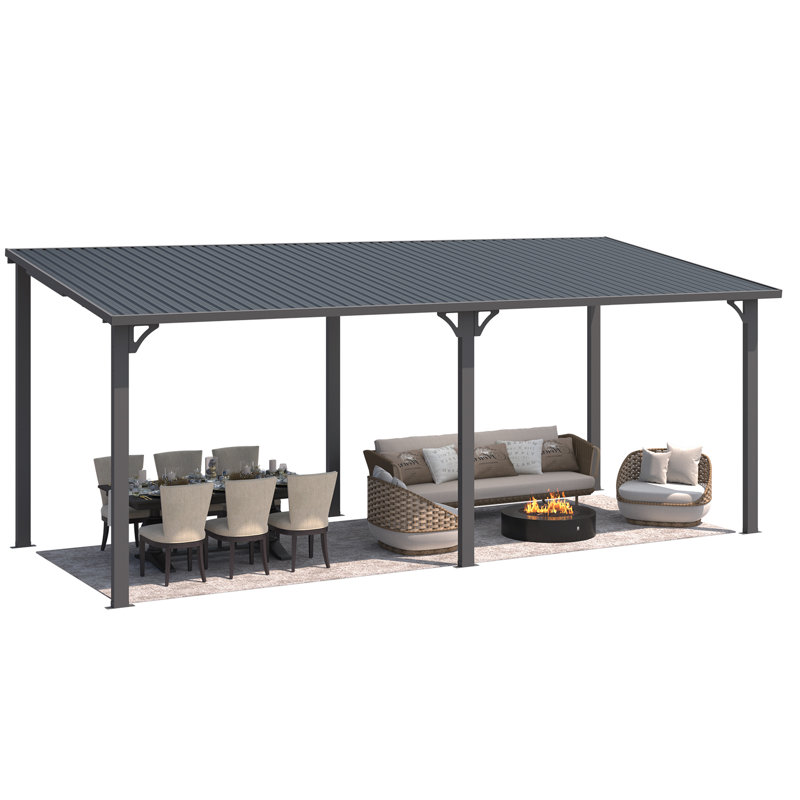 Hardtop Gazebo With Galvanized Steel Sloping Roof, 98.4" H x 235" W x 95" D