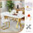 51'' Marble Design Tempered Glass Rectangular Dining Table with Metal Legs, Gold-412026618