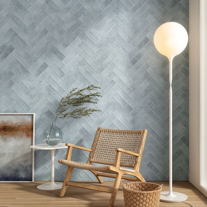 Tavira 2.95 In. X 11.81 In. Satin Ceramic Subway Wall Tile, Aire Blue