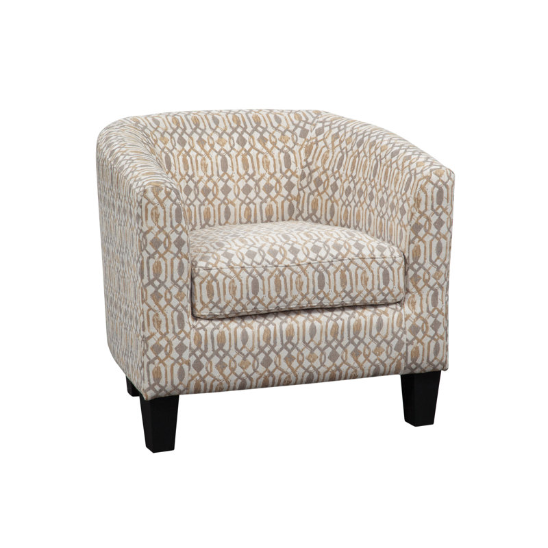 Ellen Upholstered Barrel Chair, Chester Buff Taupe/Tan 100% Polyester