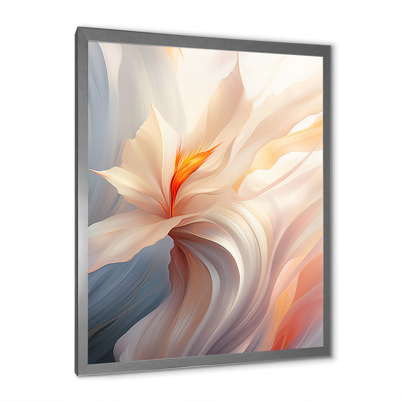 Tendre opulence tourbillonnant blanc bleu clair - imprimé, Cadre simple argenté, H 20 po x l 12 po x P 1 po
