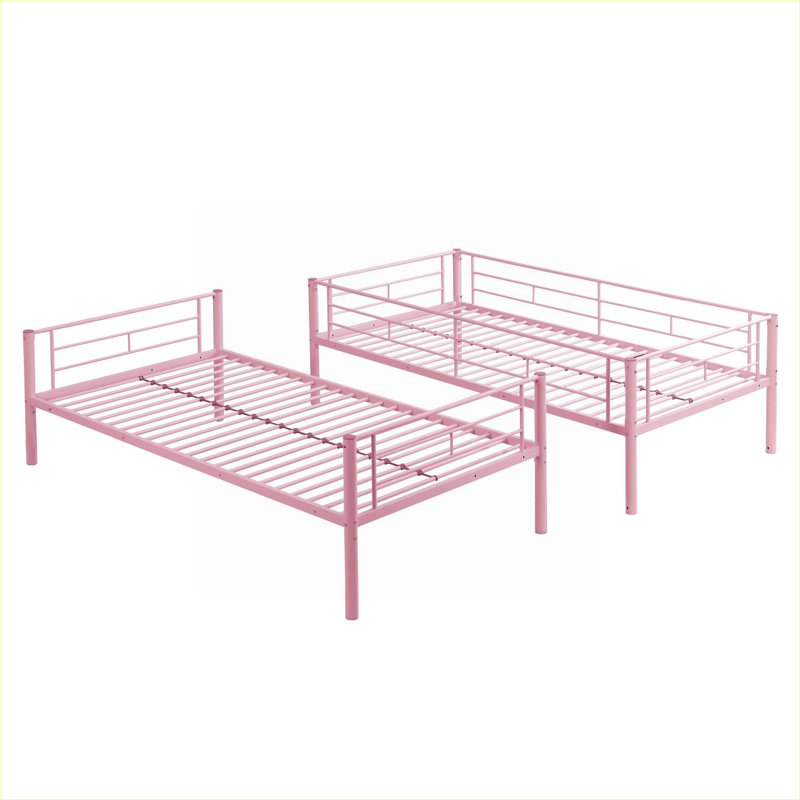 Lit superposé plateforme simple en métal compact sur un lit simple rosé, peu encombrant, aucun sommier tapissier n'est requis pour les chambres à coucher