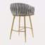 Ensemble de 2 tabourets de bar à hauteur de comptoir, tabouret de bar en velours pour îlot de cuisine avec dossier ondulé à la main, base chromée dorée et repose-pieds-117863221