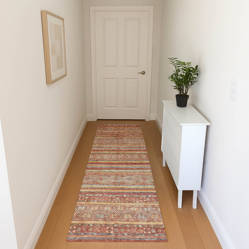 Premium Machine Washable Lampkins AMF1644 Stripes Rug, Runner 2'3" x 7'6"