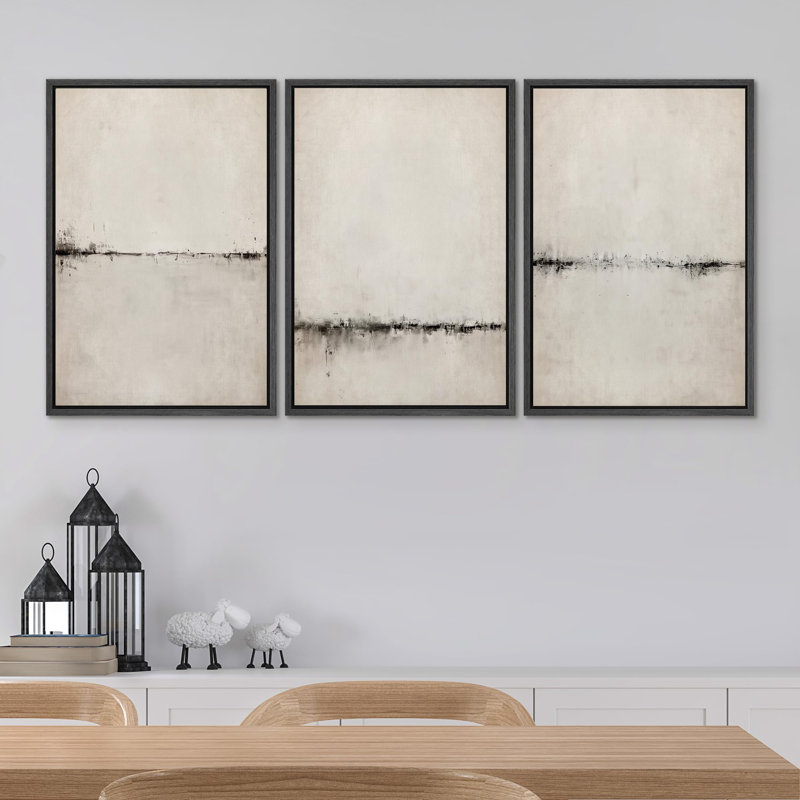 " Abstract Watercolor Serene Aesthetic " 3 - Pieces on, Black, 24" H x 16" W