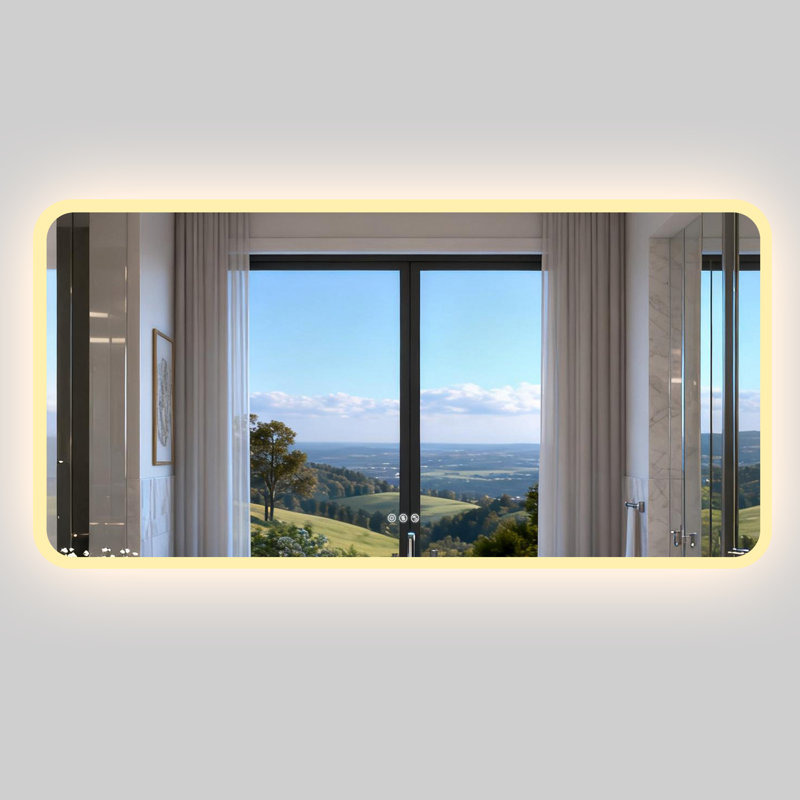 Miroir de salle de bain à DEL anti-buée avec lumières, Bluetooth, haut-parleur double puissant, température de couleur 3, intensité variable Ip66