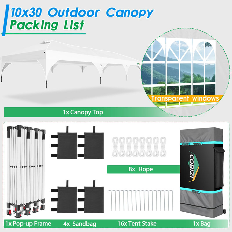 Auvent 10 x 30 Pop Up, Blanc