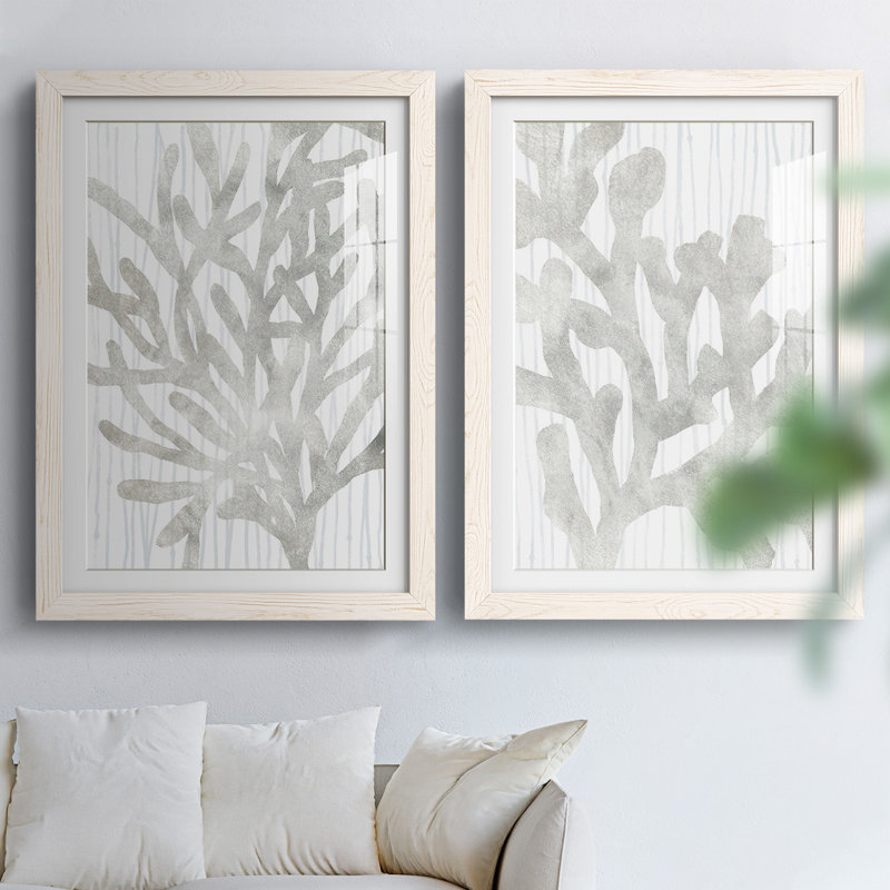 Quiet Coral III Quiet Coral III - impression sur toile encadrée 2 pièces, H 31,5 po x l 88 po x P 1,5 po, Blanc