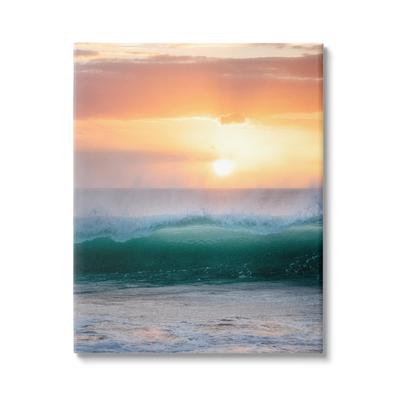 Au-543-Toile, coucher de soleil orange, vagues océaniques sur toile par Dennis Frates, photographie