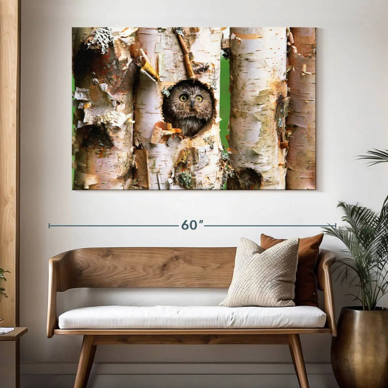 Brampt Owl In Tree Hole, 34" H x 51" W