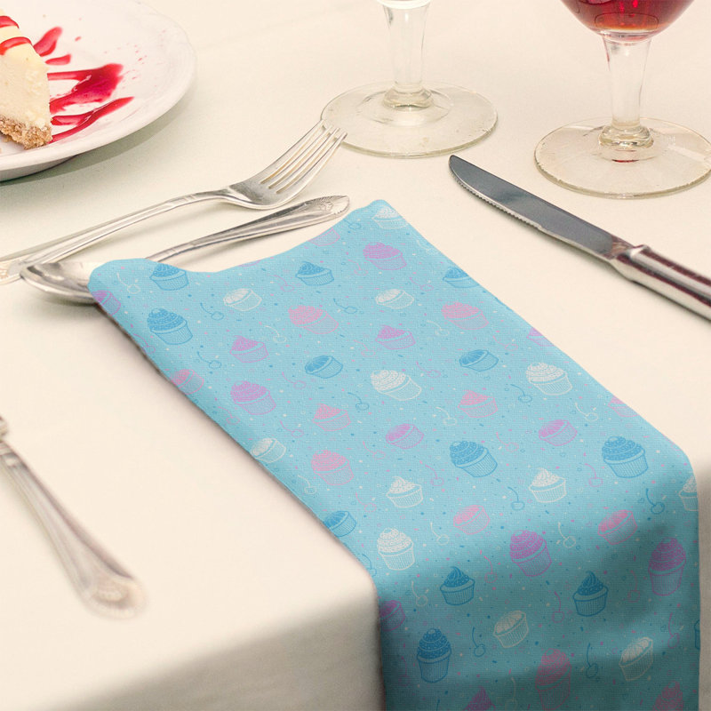 Serviette de coton à motif petits gâteaux classic, H 0,1 po x l 10 po x P 10 po, Alternance de bleu, Sergé de polyester