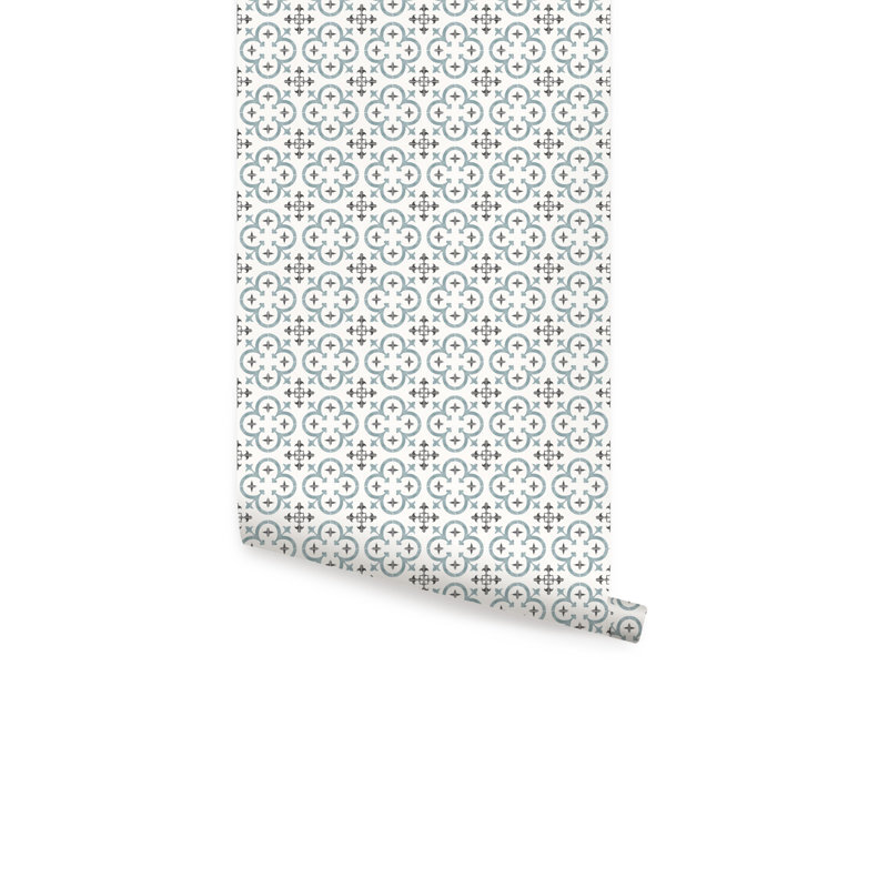 Carreau de papier peint auto-adhésif Clouse Flower, Bleu, L 18 pi x l 2 pi