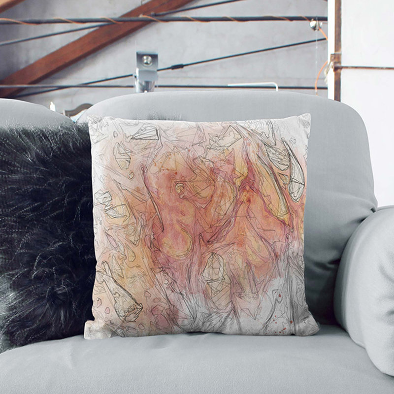 Abstract Square Throw Cushion, 55cm H x 55cm W x 20cm D, Black