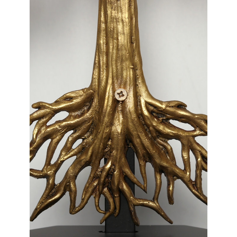 Brass Bodhi Tree Sculpture - 22" Large Handmade Buddhist Meditation Decor with Wood Base, Spiritual Home Art & Enlightenment Centerpiece