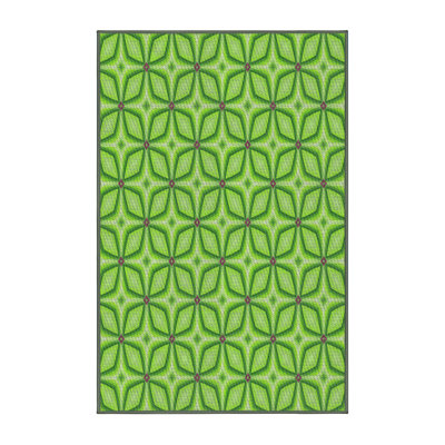 Tissé à la machine à motif géométrique en laine et polyester vert/jaune Tapis décoratif