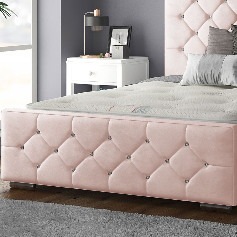 Chen Upholstered Bed, Pink, Single (3')
