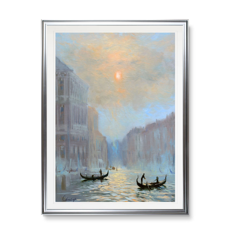 « venice matinée brume », reproduction, H 24 po x l 20 po x P 1,5 po, Cadre argenté