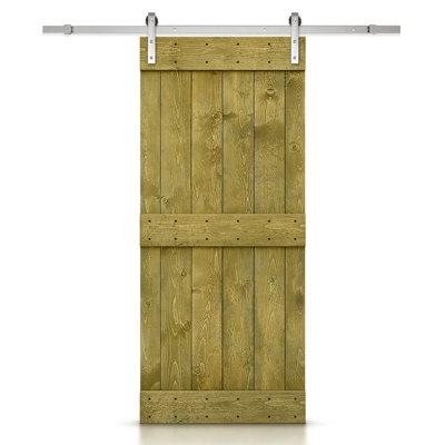 84'' Solid Wood Paneled Painted without Installation Hardware Kit Barn Door
