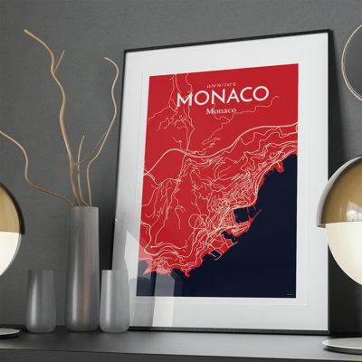 Monaco City Map In Nautical - No Frame Print