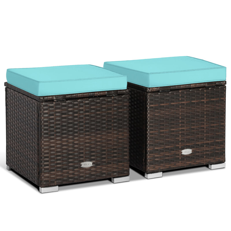 Repose-pieds d'extérieur avec coussin Brynjar, Turquoise