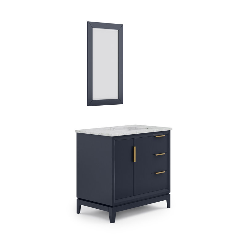 Elizabeth 36" Single Bathroom Vanity Set with Mirror, Monarch Blue